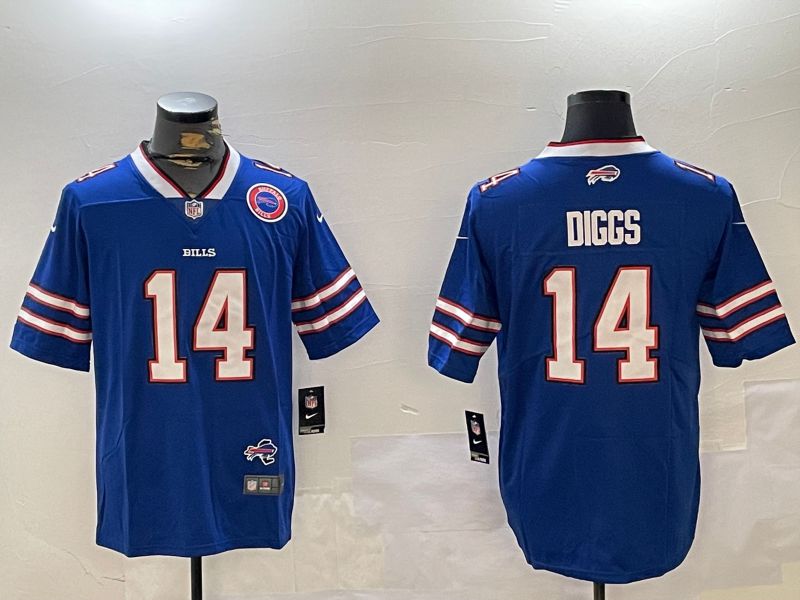 Men Buffalo Bills 14 Diggs Blue Second generation 2024 Nike Limited NFL Jersey style 3